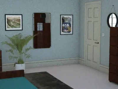 Complete bedroom 1 Low-poly 3D model