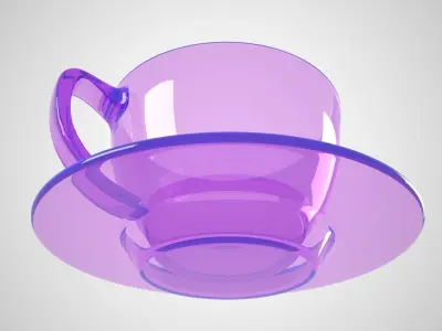 Coffee Cup Clear Glass Light Purpal Color 3D model