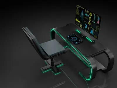 Sci Fi Table And Chair 3D model purchase