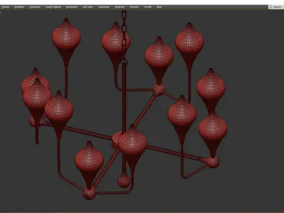 FASHION BRASS EXCLUSIVE CHANDELIER 3 Low-poly 3D model