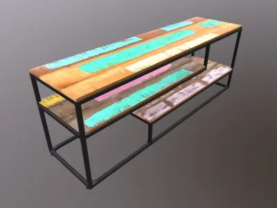 Bench reclaimed wood console table 3D model