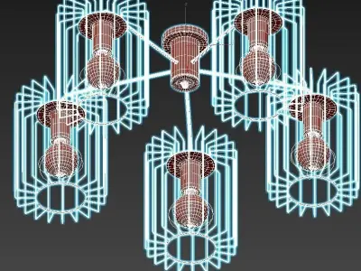 rivoli-elke-5077-305-b0051241 six light caged ceiling fixture 3D model