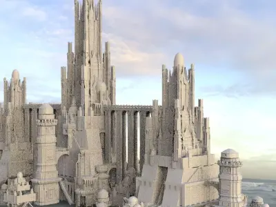 Ancient Dracula Castle towers with Bridges 3D model