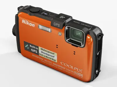 Nikon Coolpix AW100 rugged and proof digital camera Low-poly 3D model
