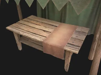 Army Market Tent Low-poly 3D model