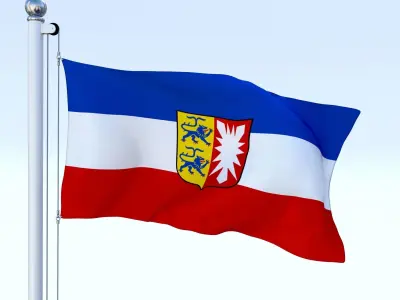 Animated Schleswig-Holstein German State Flag Low-poly 3D model