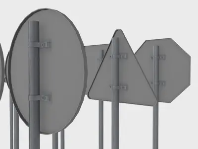 36 Road Traffic Signals Pack Low-poly 3D model