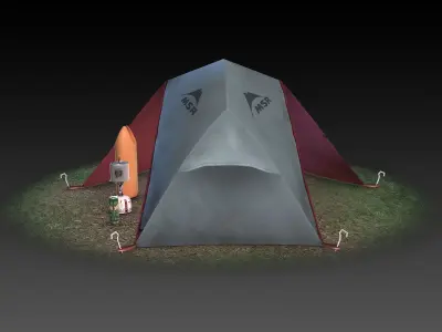 Low Poly Backpacking Gear Collection Low-poly 3D model