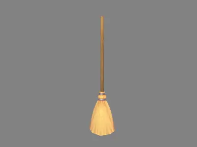 Cartoon magicdi broom Low-poly 3D model