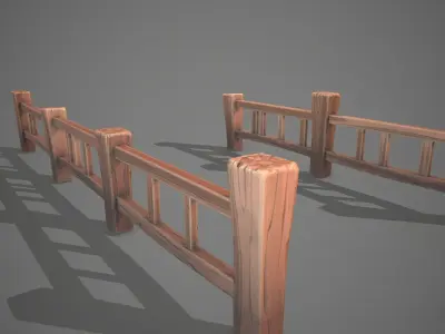 Stylized fence Low-poly 3D model