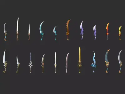Fantasy Sword Weapon Collection Low-poly 3D model