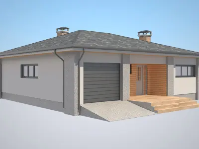 Cottage House with Unwrapped Low-poly 3D model