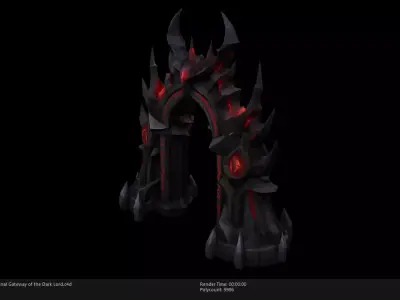 Low Poly Stylized Infernal Gateway of the Dark Lord Low-poly 3D model