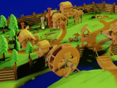 Medieval Village Free low-poly 3D model purchase