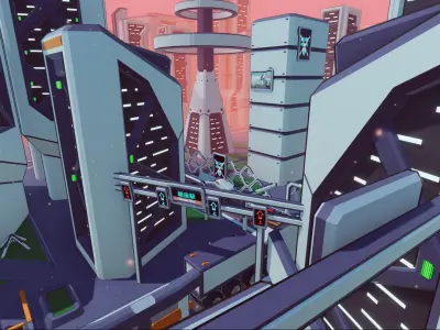 Future Mecha City Low-poly 3D model