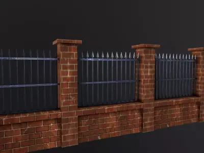 PBR Modular Fence 3D Model Low-poly 3D model