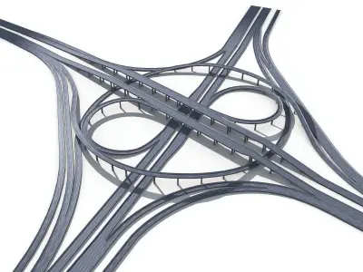 Highway Road Viaduct Flyover-10 3D model