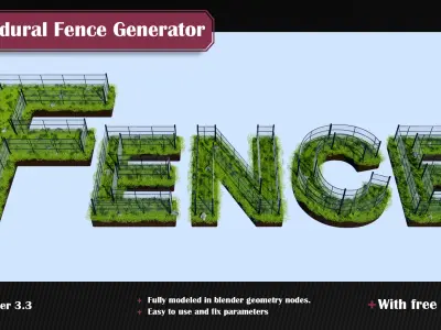 Procedural Wire Chain Link Fence for Blender 3D model