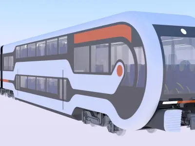 Futuristic doubledeck train 3D model