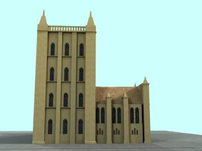 Cathidral cathedral in middle of sky 3D model