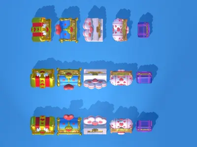 Stylized Heart Chests High poly 3D model