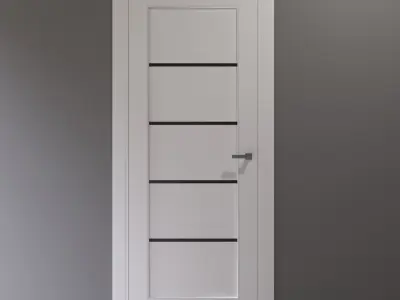 White interior door with black glass inserts 3D model
