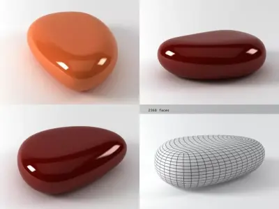 KOISHI four different colored pebbles 3D model