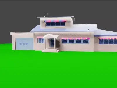 OGGY Cartoon House 3D Model  Stylized Animated House Blender   Low-poly 3D model