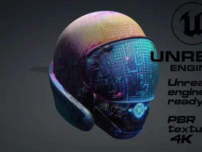 Scifi cyberpunk helmet game ready UE5 FBX Low-poly 3D model