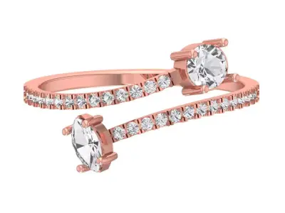 Solitaire Women Light Weight Marquise Round Stone Band Ring 3D print model buy