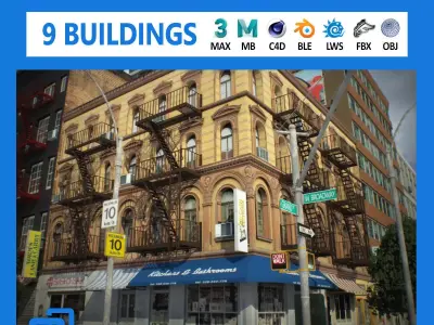 NYC Block Set 5 V2 Low-poly 3D model