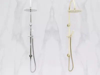 Shower head on marble wall 3D model