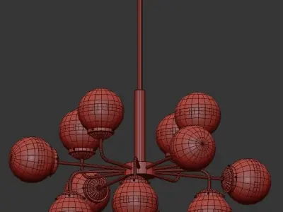 Greyson chandelier with clear glass balls and gold finish 3D model