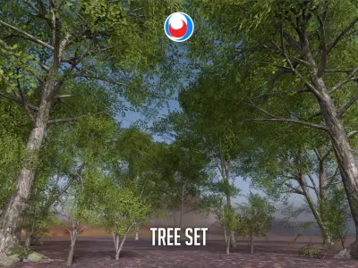 Forest Tree Set Low-poly 3D model