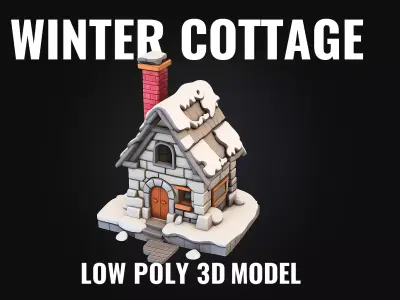 Winter Cottage Low-poly 3D model