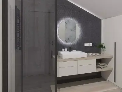 Cozy bright shower room 3D model