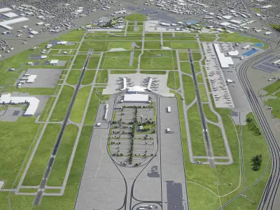 Indianapolis - International Airport - IND Low-poly 3D model