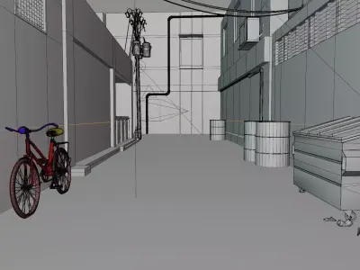 High-Quality 3D Street View Scene 3D model