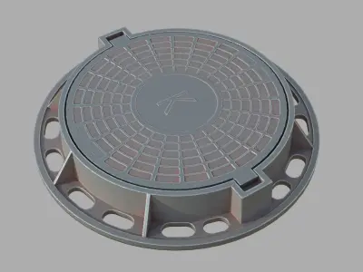 Soviet rusty street sewer manhole 3D model Low-poly 3D model