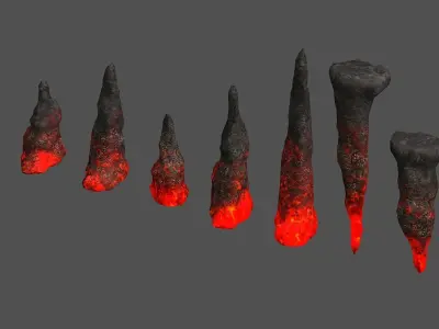 Stalagmite Set - Lava 3D model