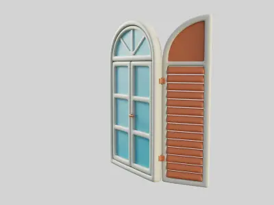 Cartoon Window 24a Low-poly 3D model