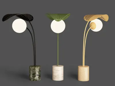 Refuge Floor Lamp with Single Leaf by Marc Ange 3D model
