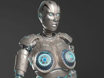 LADY ROBOT CURVY RIGGED 3D model