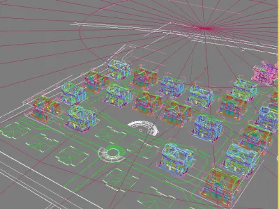 Architecture group of houses 3D model