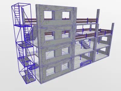 Building Construction Elements Low-poly 3D model