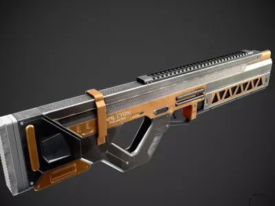 Sci-Fi Railgun Rifle Low-poly 3D model