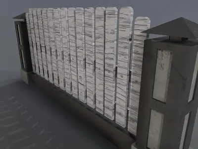 Fence with columns Low-poly 3D model