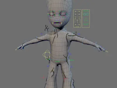 Baby Groot - Realistic and Rigged Low-poly 3D model
