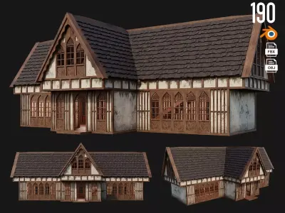 Old Medieval House Building 4K Textures GameReady 190 Low-poly 3D model