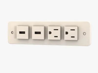 clock table   floor lamp and electric socket 3D model